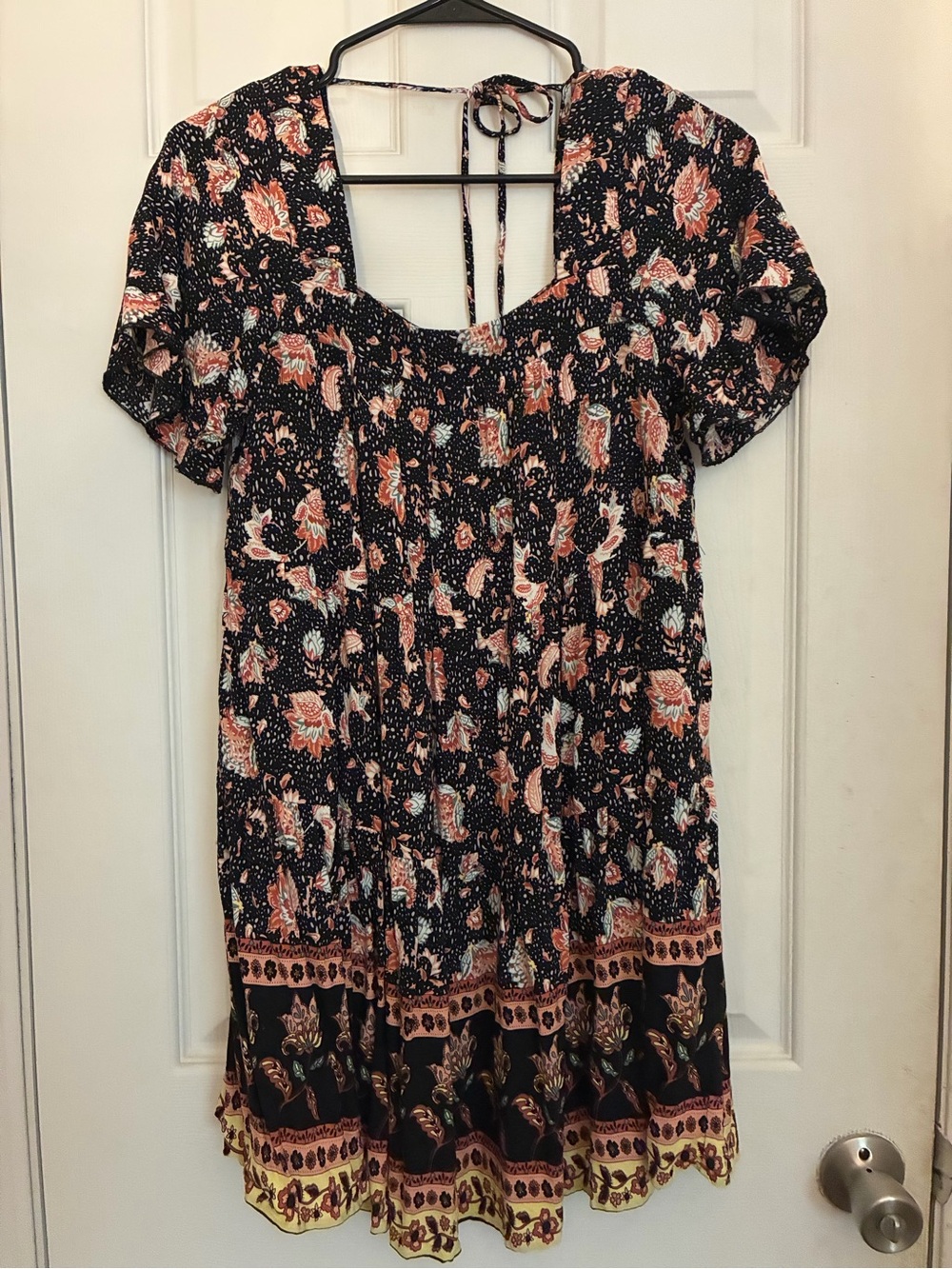 Aakaa Navy Tunic with Coral and Cream Floral
